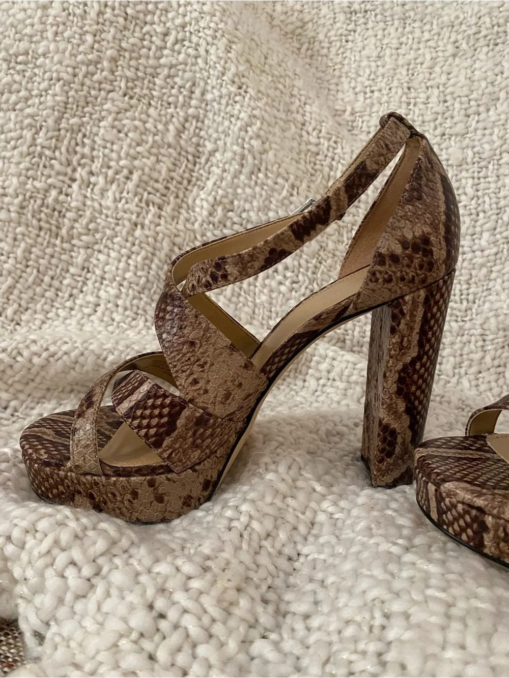 Michael Kors Brown Snake-Print Platform Heels